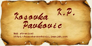 Kosovka Pavković vizit kartica